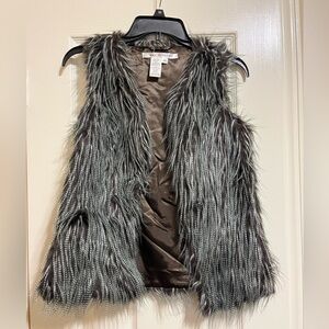 Max Studio Faux Fur Vest in Silver and Brown